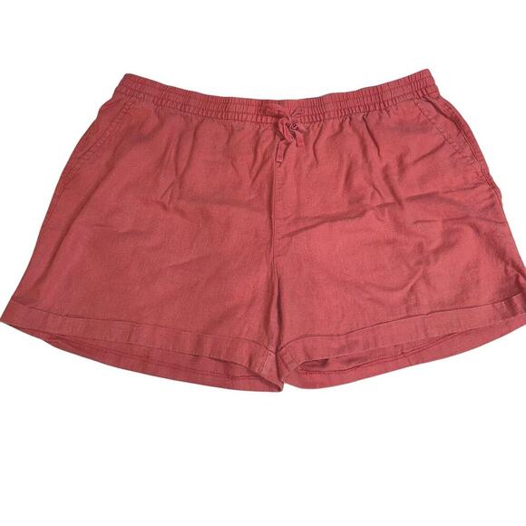 Old Navy Plus Size Shorts Pull on Elastic tie waist Salmon Color XXL Linen Rayon - Picture 1 of 9